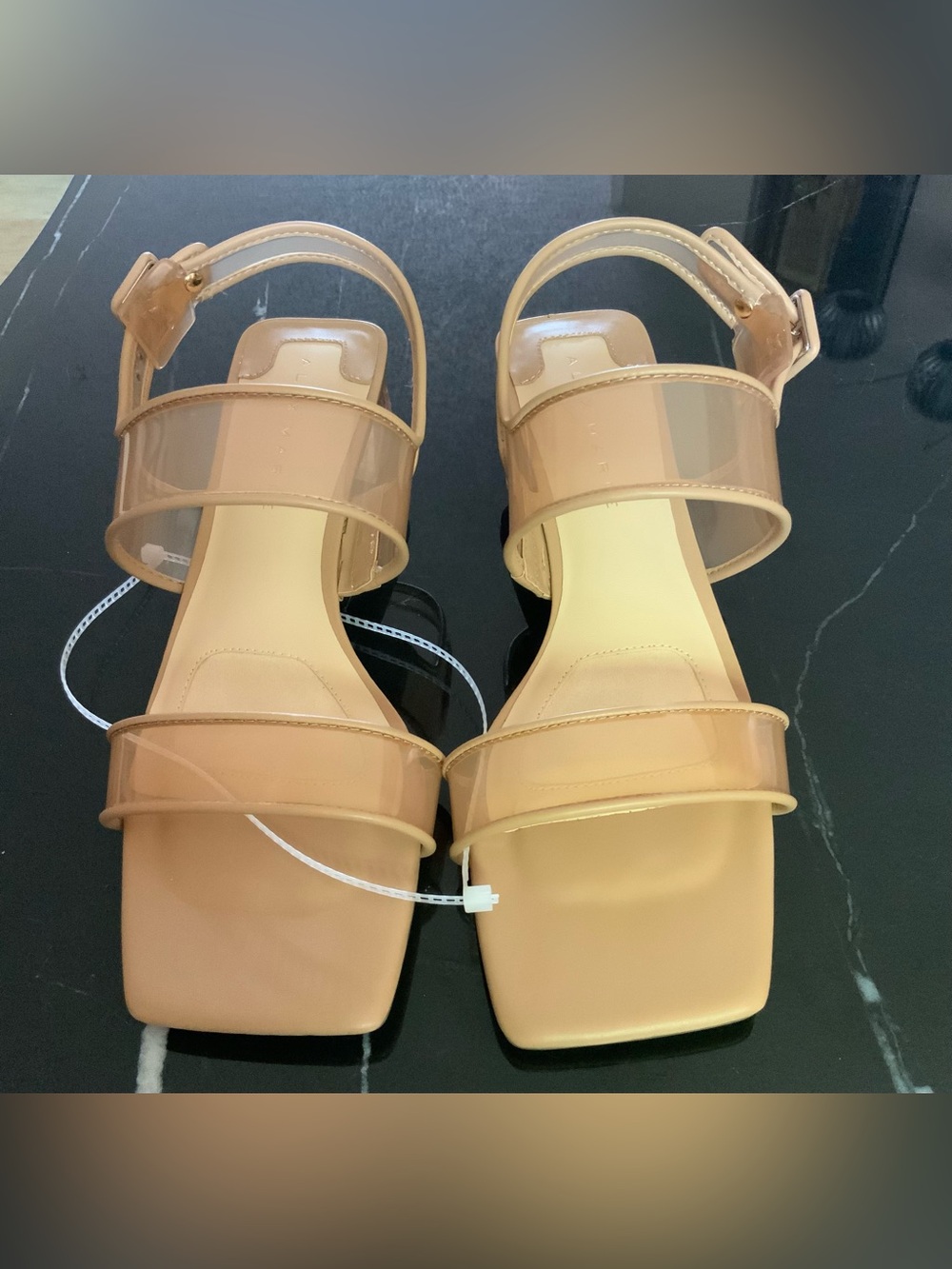 Alex Marie Nude Patent Strappy Block Heel Sandals - Picture 2 of 7